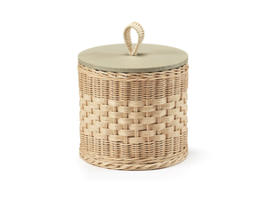 PERLA - Cylindrical wicker container with wooden lid _ Mila Maurizi